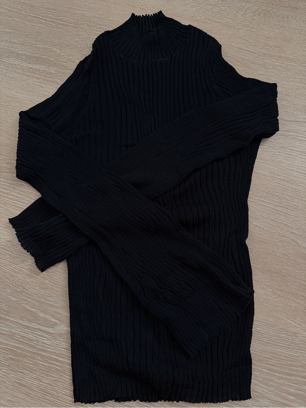 Zara Black Ribbed Mock Neck Sweater